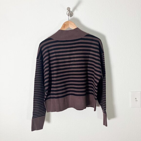 NWT NATURAL LIFE Brown and Black Striped Turtleneck Sweater Montauk Size Medium - Picture 6 of 7